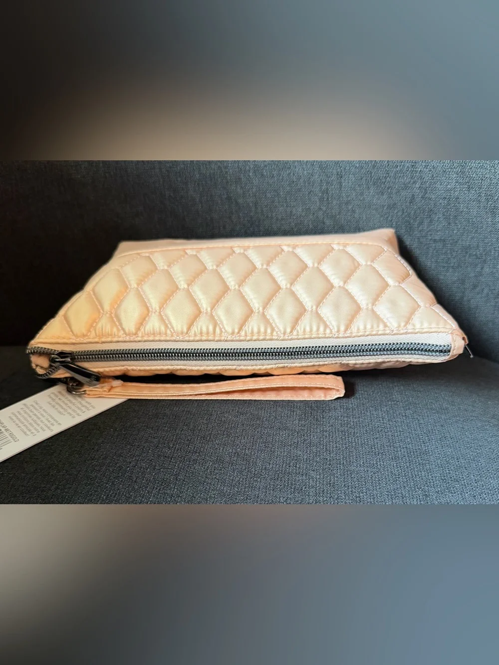 Lug Shiplap RFID Wristlet Pouch Bag Mini Purse – Metallic Rose Gold (Pink)